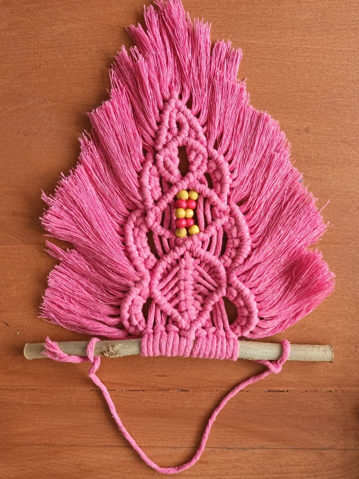 Pembe Makrome Duvar Dekoru - Görsel 2