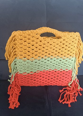 Renkli Örgü Bohem Kadın Çanta - Görsel 2