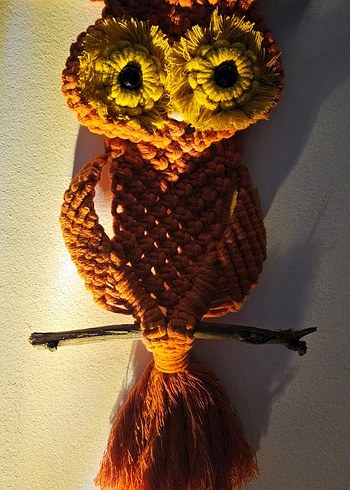 Baykuş Makrome Duvar Süsü - Görsel 3