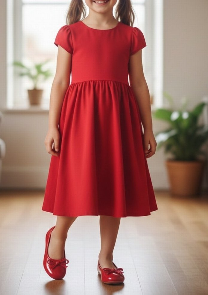 Kız Çocuk Kırmızı Fiyonk Detaylı Babet - Görsel 3