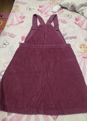 Kız Çocuk Mor Düğmeli Pamuklu Elbise salopet - Görsel 2