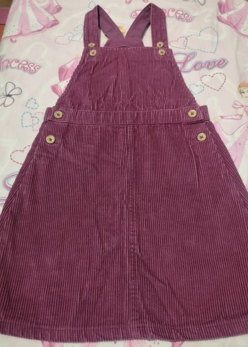 Kız Çocuk Mor Düğmeli Pamuklu Elbise salopet - Görsel 3
