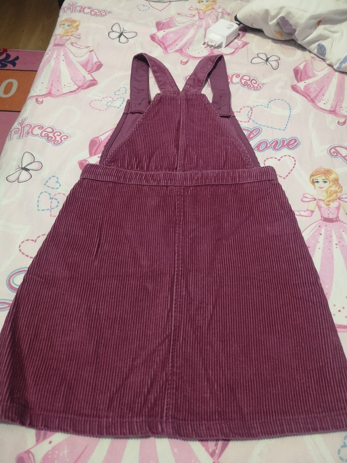 Kız Çocuk Mor Düğmeli Pamuklu Elbise salopet - Görsel 2