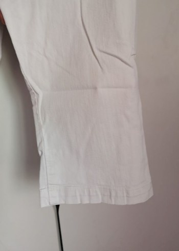 Beyaz Kemerli Midi Denim Kadın Pantolon - Görsel 5