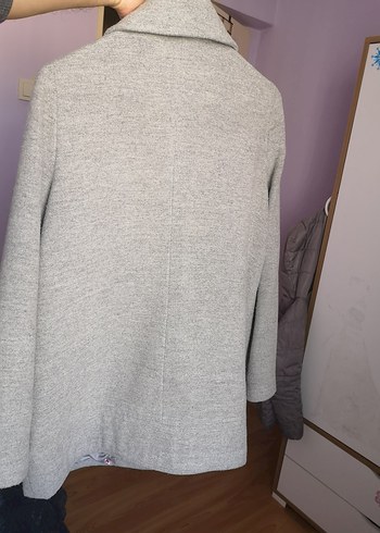 Düğmeli Gri Midi Kadın Kaban - Görsel 5