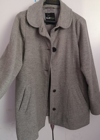 Düğmeli Gri Midi Kadın Kaban - Görsel 2