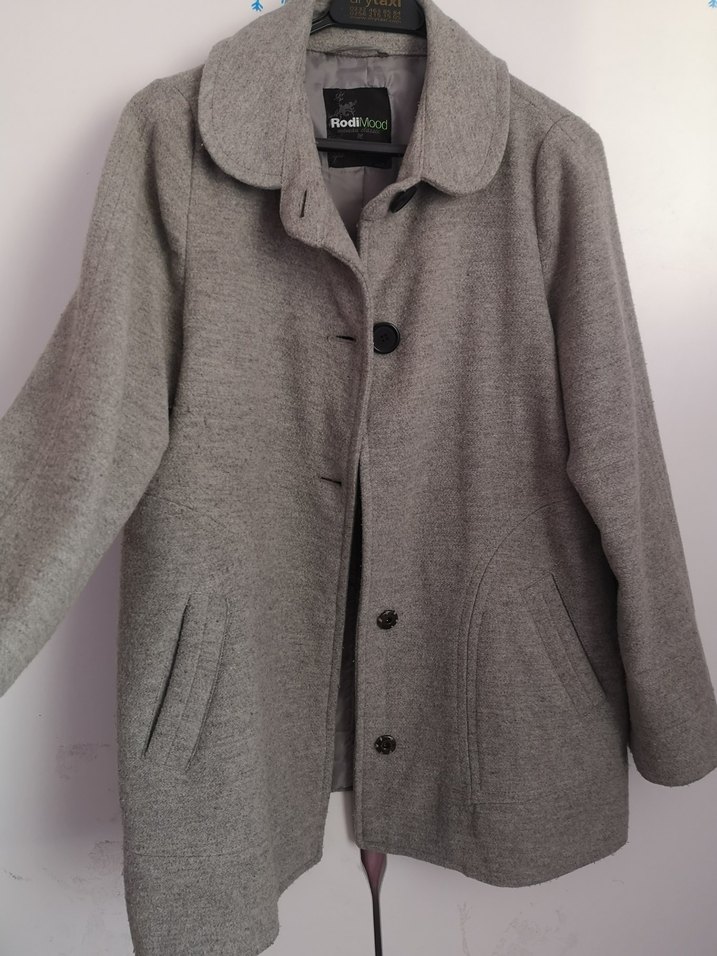 Düğmeli Gri Midi Kadın Kaban - Görsel 2