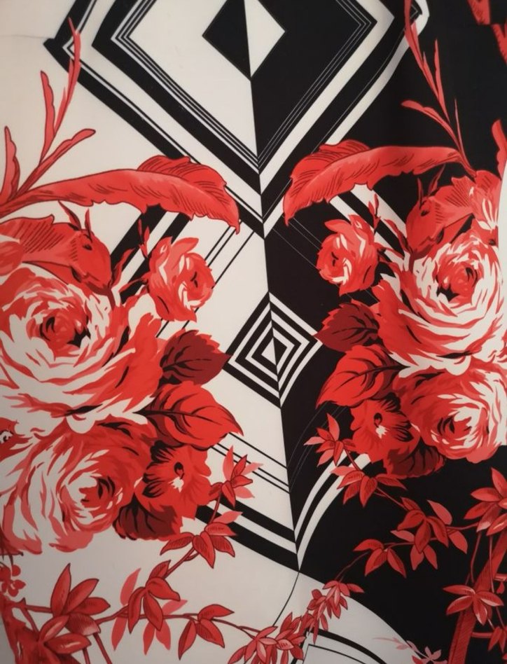 Kırmızı Desenli Midi Kalem Elbise - Görsel 3