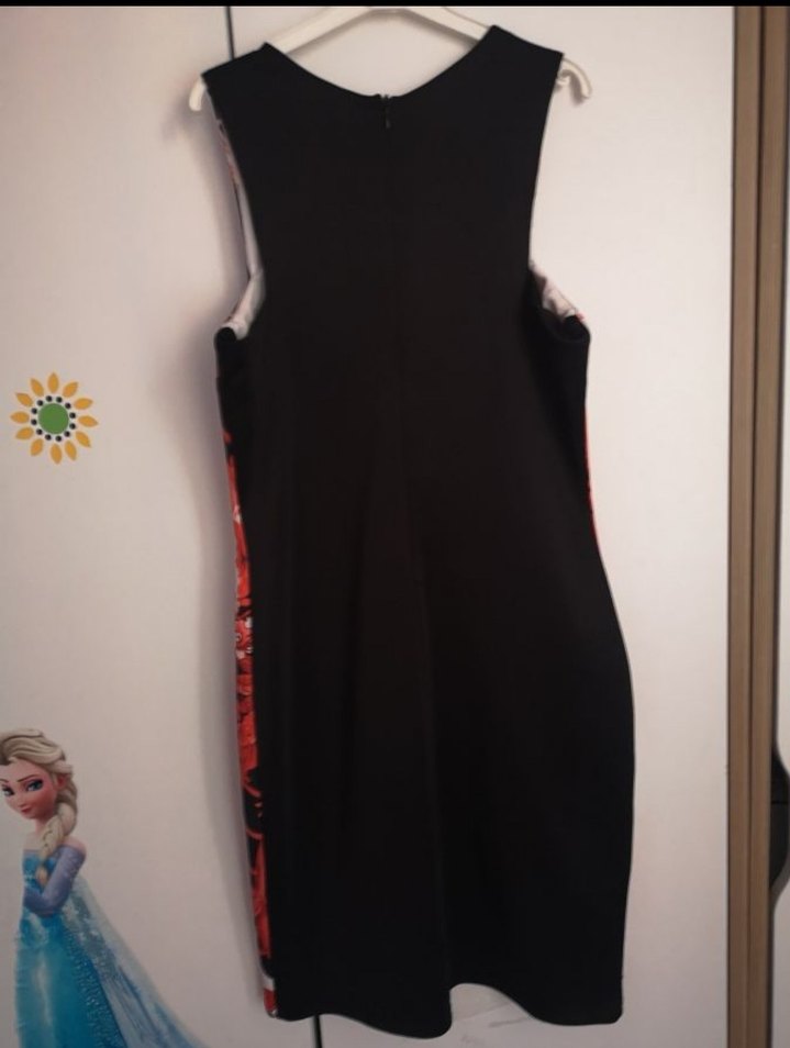 Kırmızı Desenli Midi Kalem Elbise - Görsel 4