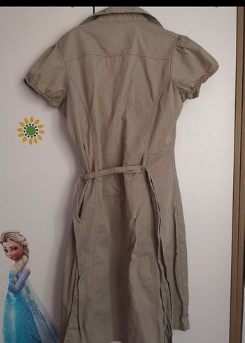 Bej Kemerli Midi Kadın Elbise - Görsel 4