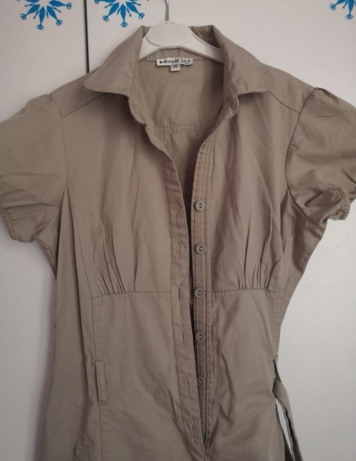 Bej Kemerli Midi Kadın Elbise - Görsel 3