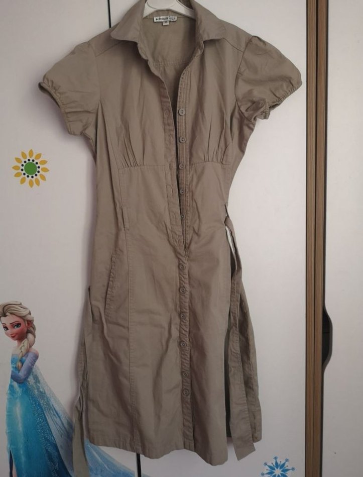 Bej Kemerli Midi Kadın Elbise - Görsel 2