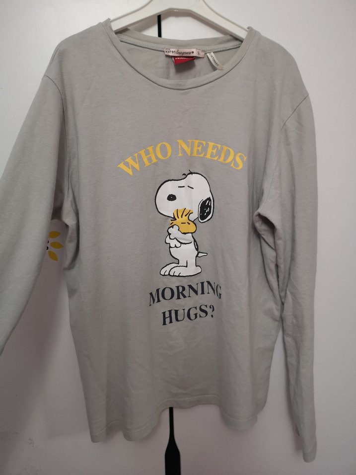 Gri Baskılı Uzun Kollu Kadın Sweatshirt - Görsel 3