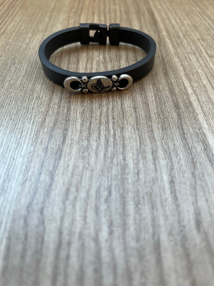 Minimalist Siyah Erkek Biker Bileklik - Görsel 2