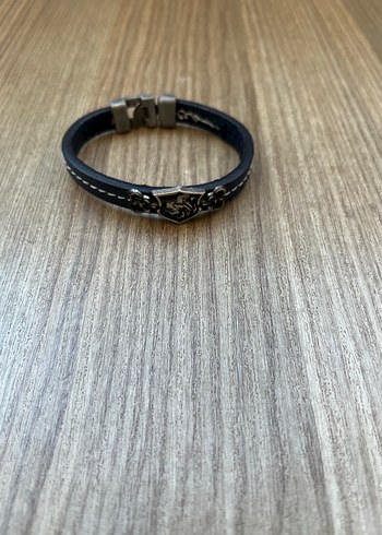 Mavi Deri Erkek Biker Bileklik - Görsel 2