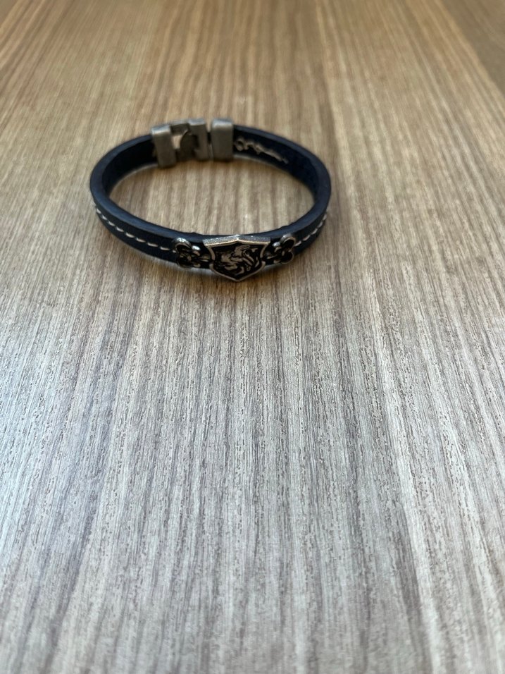 Mavi Deri Erkek Biker Bileklik - Görsel 2