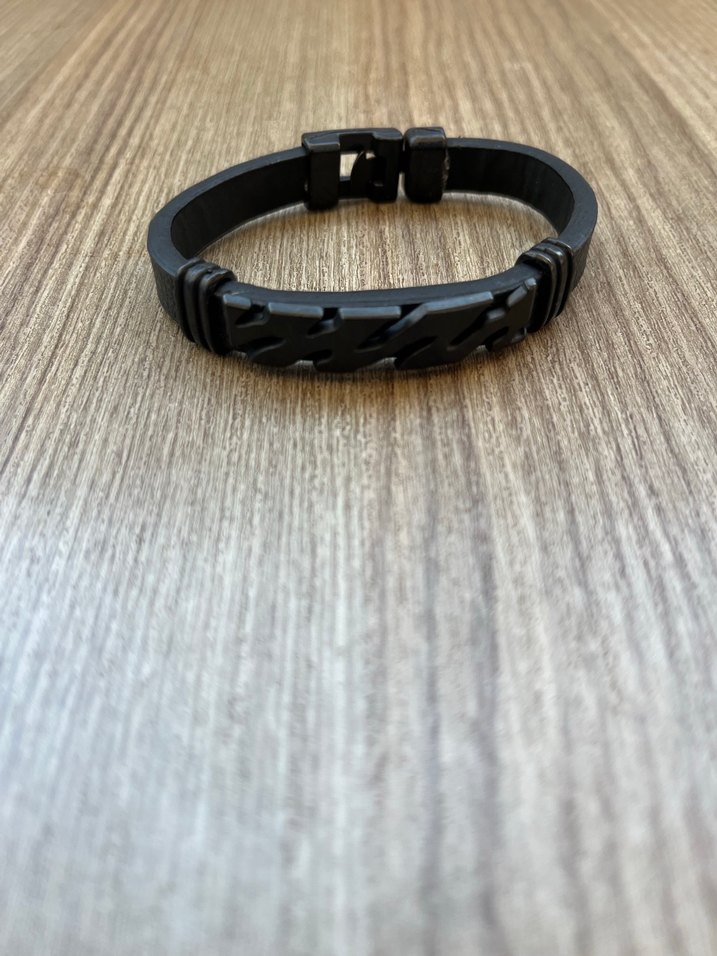 Siyah Minimalist Erkek Biker Bileklik - Görsel 2