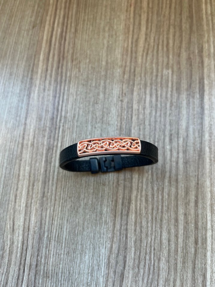 Siyah Biker Erkek Deri Bileklik - Görsel 2