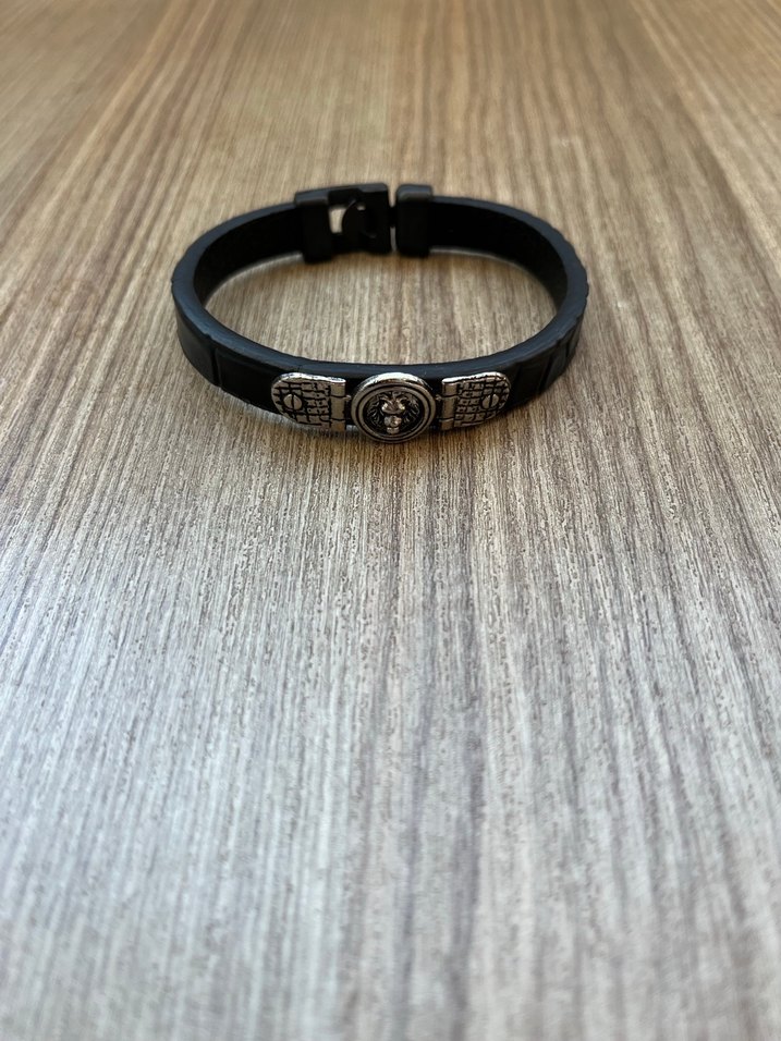 Parlak Siyah Erkek Biker Bileklik - Görsel 2