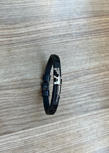 Siyah Gri Minimalist Erkek Biker Bileklik - Görsel 2