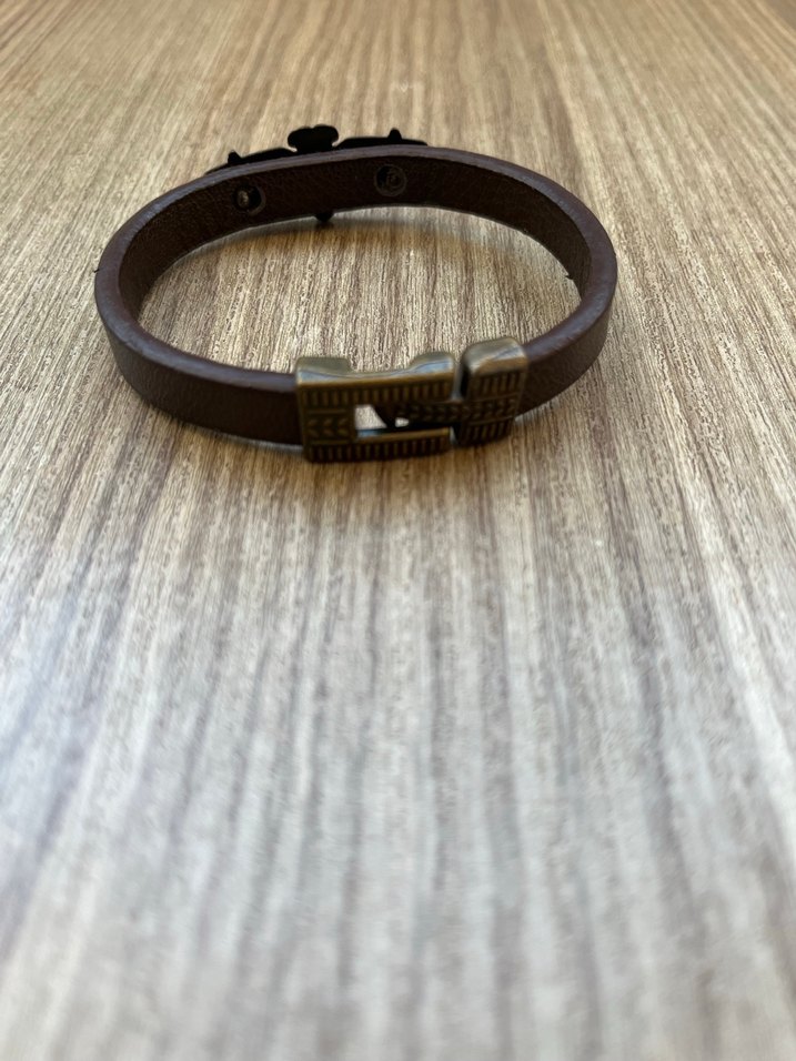 Kahverengi Vintage Biker Erkek Bileklik - Görsel 3