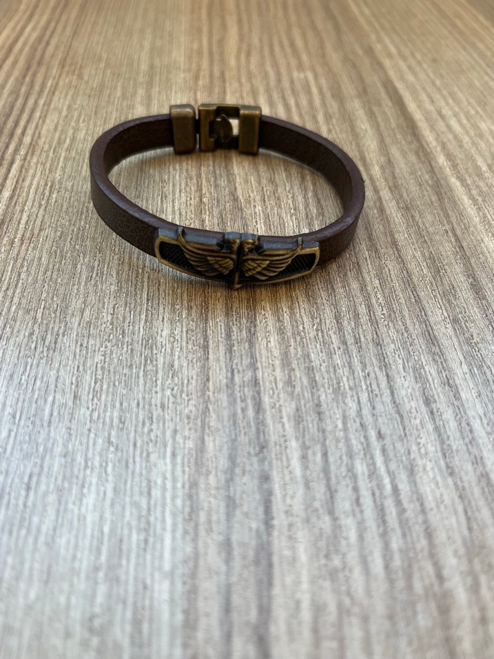 Kahverengi Vintage Biker Erkek Bileklik - Görsel 2