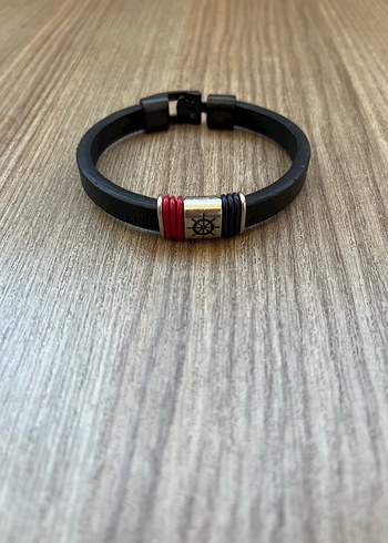 Renkli Detaylı Siyah Biker Erkek Bileklik - Görsel 2