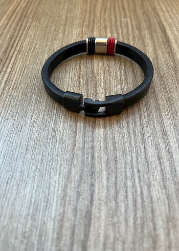 Renkli Detaylı Siyah Biker Erkek Bileklik - Görsel 3