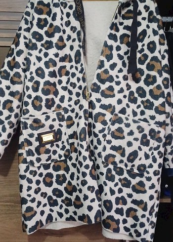 Kapüşonlu Leopar Desenli Kadın Ceket - Görsel 6