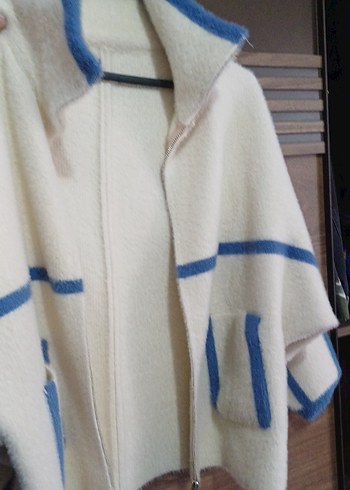 Kadın Beyaz Mini Fermuarlı Polar Ceket - Görsel 6