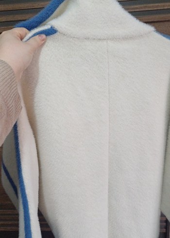 Kadın Beyaz Mini Fermuarlı Polar Ceket - Görsel 4