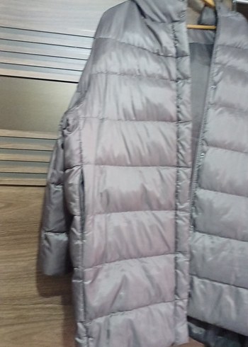 Gri Kadın Midi Kışlık Kapüşonlu Mont - Görsel 4