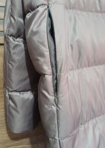 Gri Kadın Midi Kışlık Kapüşonlu Mont - Görsel 6