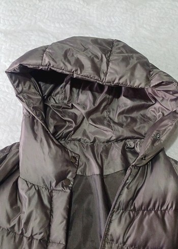 Gri Kadın Midi Kışlık Kapüşonlu Mont - Görsel 3