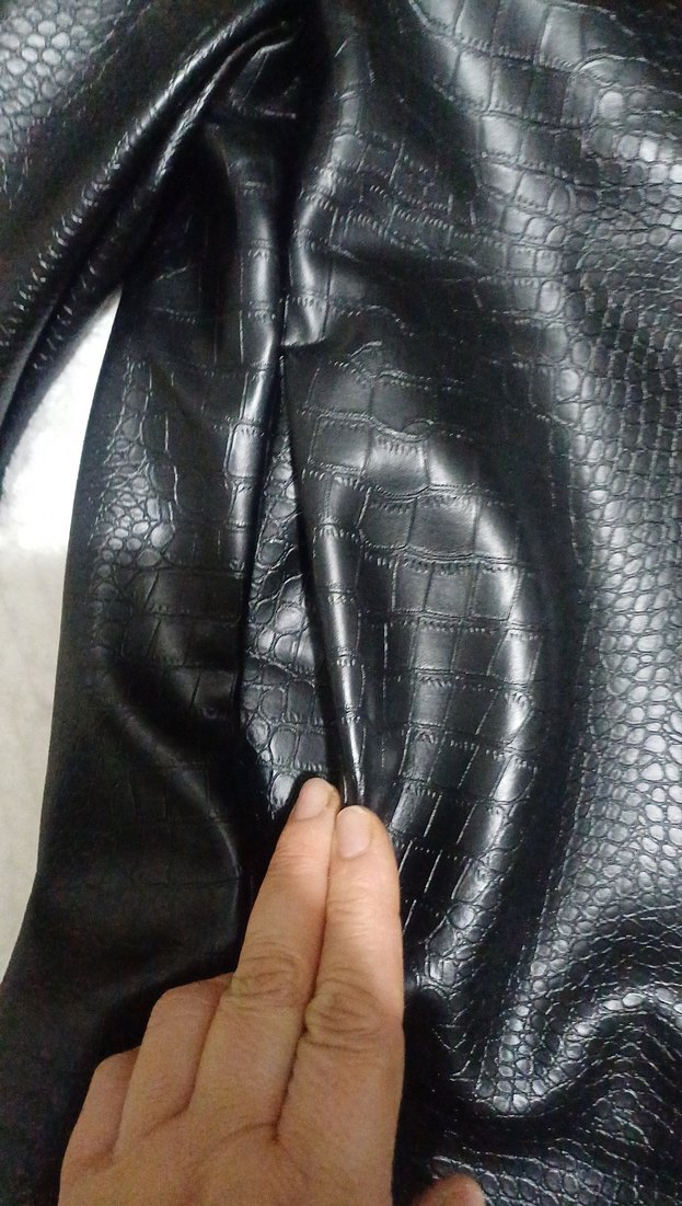 Siyah Yılan Desenli erkek Deri Biker Ceket - Görsel 4