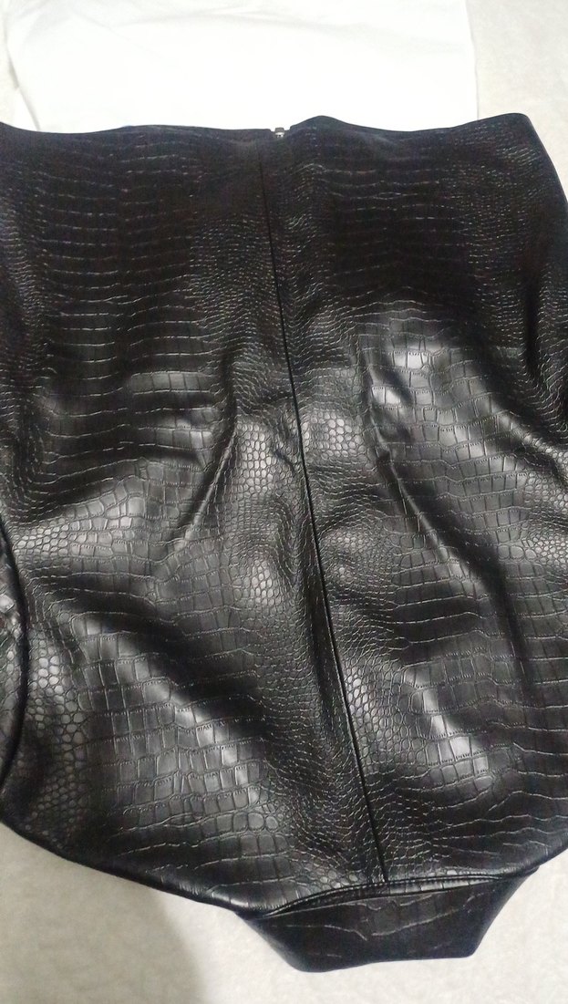 Siyah Yılan Desenli erkek Deri Biker Ceket - Görsel 5