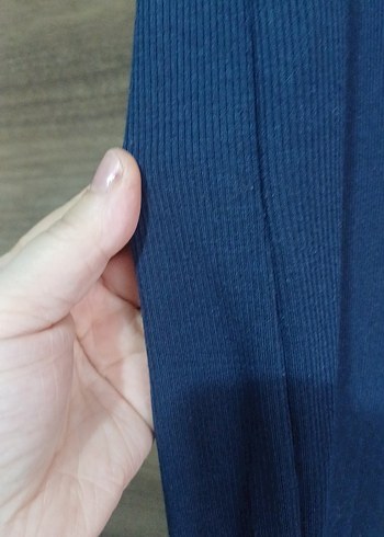 Lacivert Saten Görünümlü Hamile Midi Elbise - Görsel 4