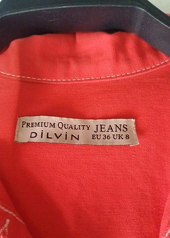 Düğmeli Kırmızı Mini Denim Ceket - Görsel 2