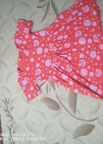 Kız Çocuk Pembe Çilek Desenli Elbise - Görsel 3