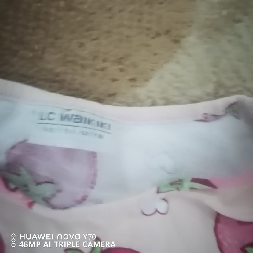 Kız Çocuk Pembe Çilek Desenli Elbise - Görsel 2