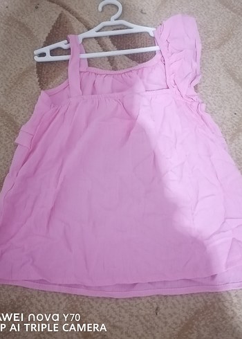 Kız Çocuk Pembe Kolsuz Fırfırlı Bluz - Görsel 2