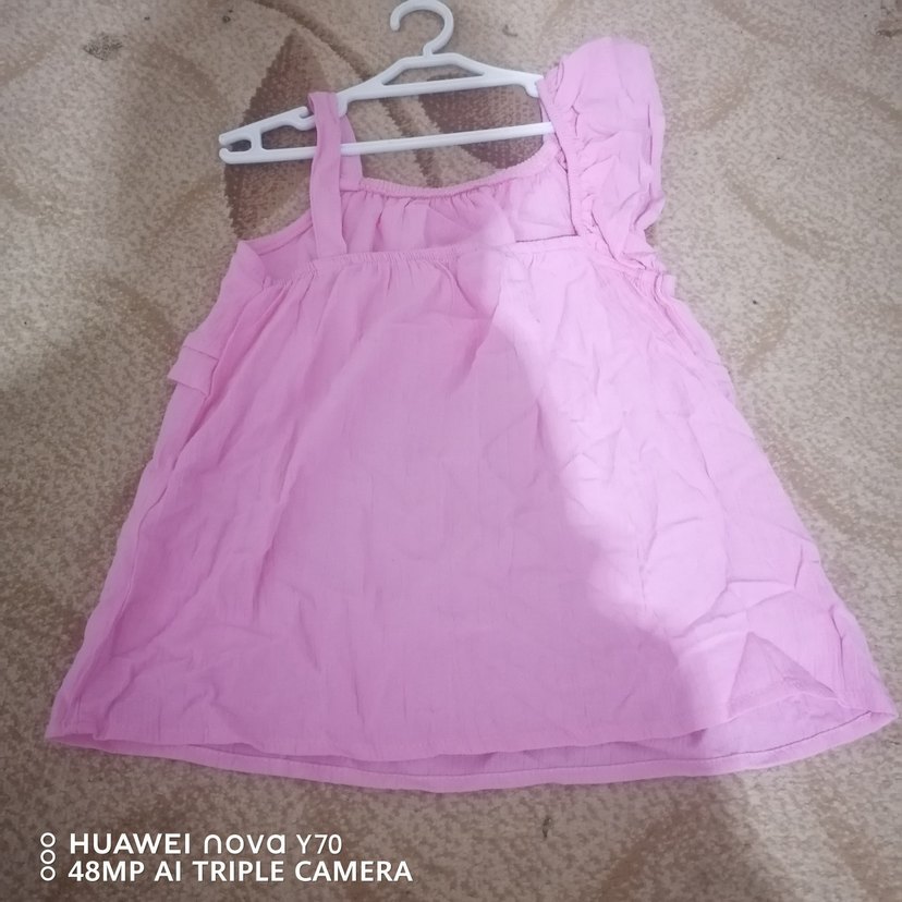 Kız Çocuk Pembe Kolsuz Fırfırlı Bluz - Görsel 2