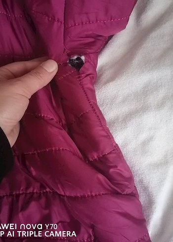 Pembe Kapüşonlu Kadın Kışlık Polar Mont - Görsel 2