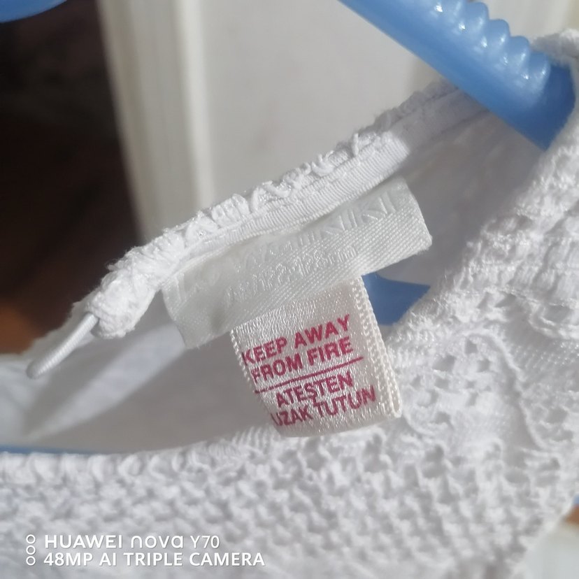 Kız Çocuk Beyaz Askılı Pamuklu Elbise - Görsel 4