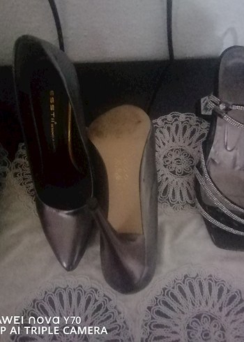 Gri Dantel Detaylı Stiletto Kadın Abiye Ayakkabı - Görsel 4