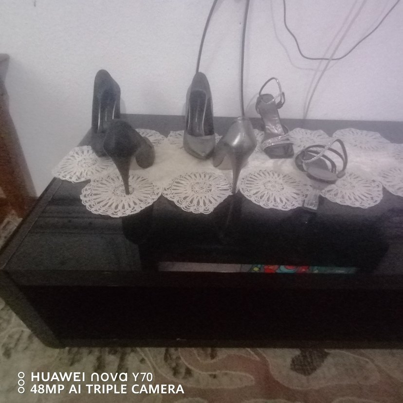 Gri Dantel Detaylı Stiletto Kadın Abiye Ayakkabı - Görsel 3