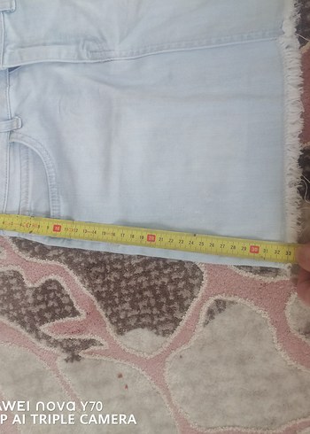 Bağlama Desenli Bej Midi Kot Etek - Görsel 5