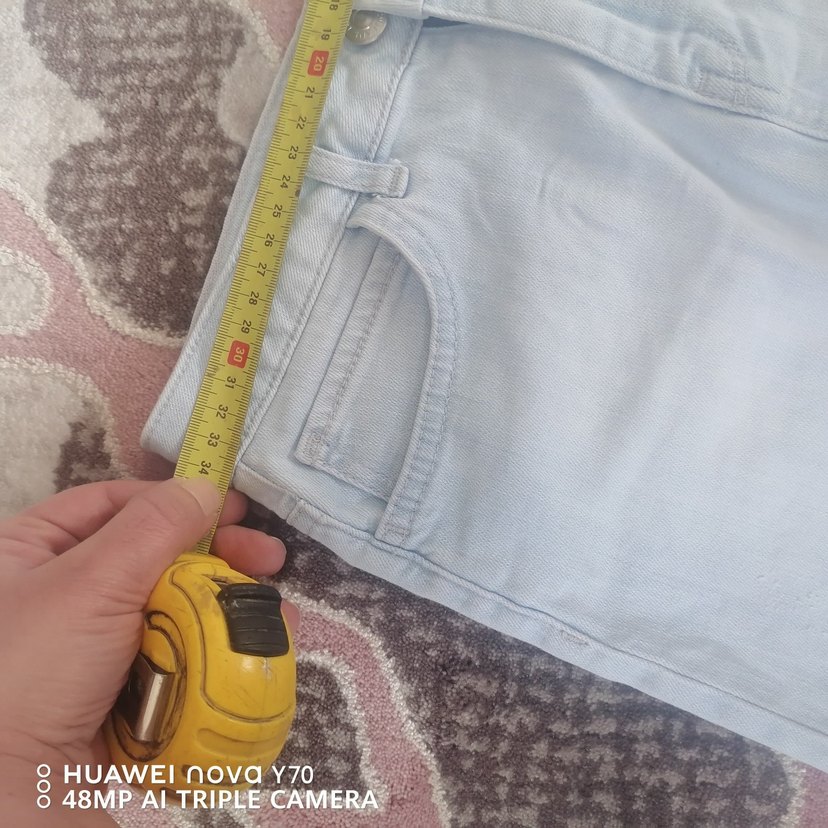 Bağlama Desenli Bej Midi Kot Etek - Görsel 4