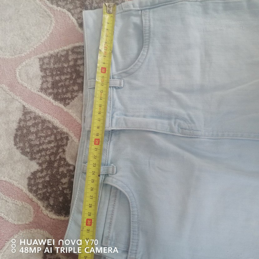 Bağlama Desenli Bej Midi Kot Etek - Görsel 3