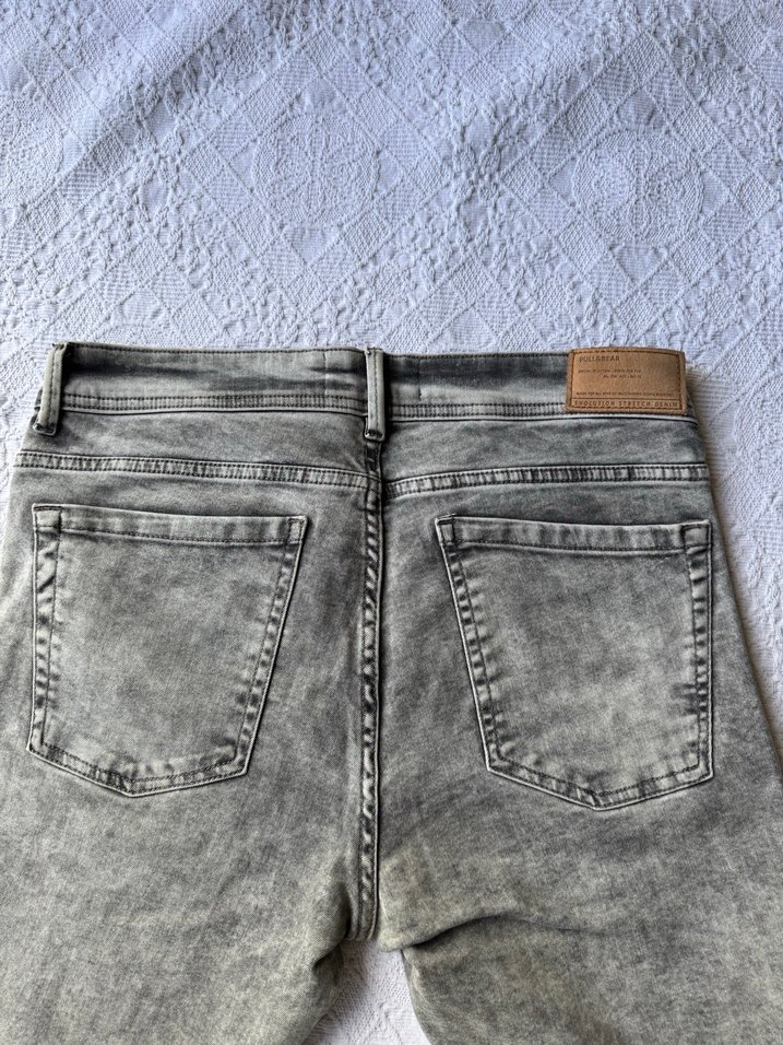 Pull&Bear Asit Yıkama Füme Slim Fit Jean - Görsel 5